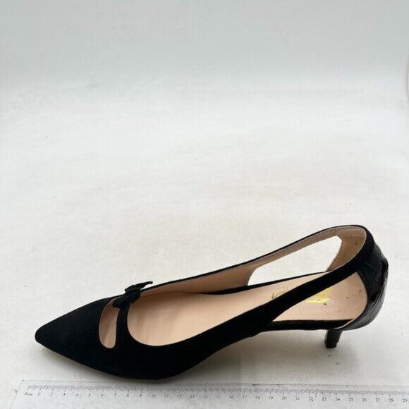FOWT Women Fashion Low Heel Pointed Toe Slip On Comfort Basic Kitten Heel Black - Picture 1 of 7